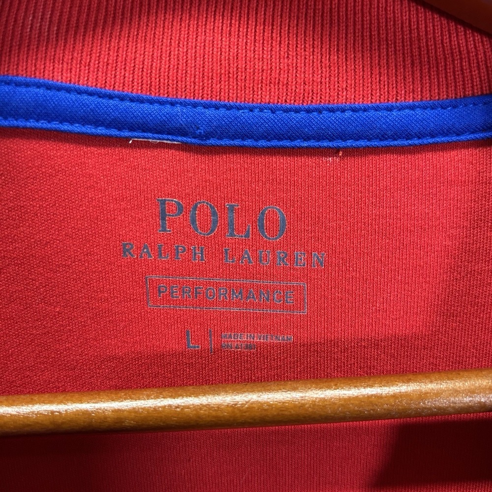 Polo Ralph Lauren Track Jacket Mens L Red Full‎ Zip Long Sleeve Fleece Pony - Picture 4 of 10